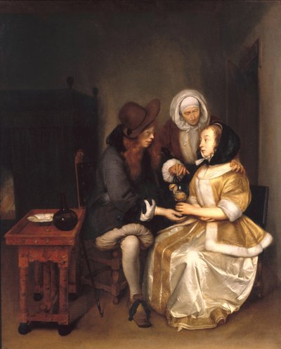 An Interior with a Couple and a Procuress: The Glass of Lemonade by Gerard ter Borch